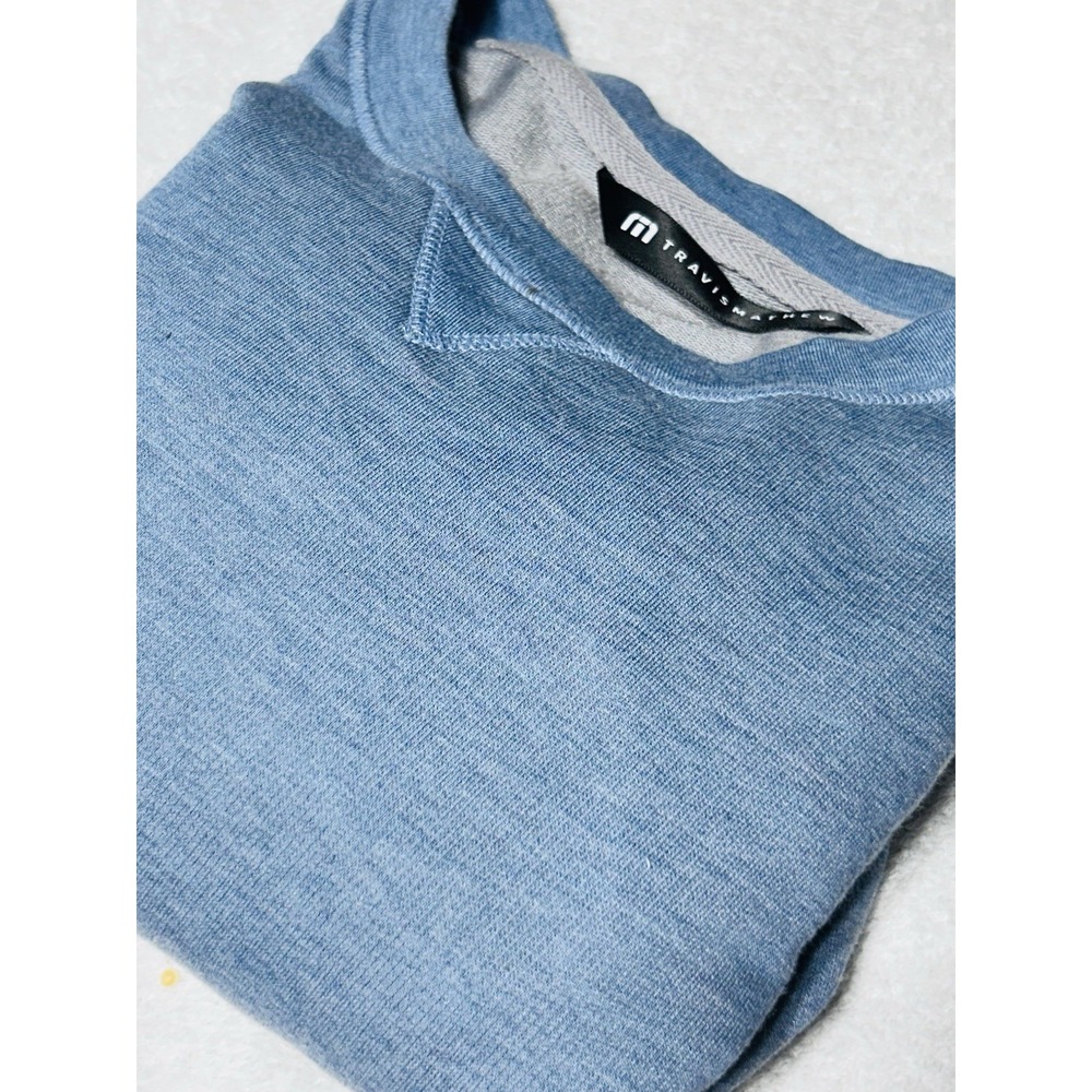 Travis Mathew Mens S Crewneck Jersey Blue Pullover V-Stitch Shirt